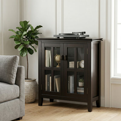 Armoire de rangement transitionnelle en bois massif l 30 po avec portes réglables Artisan