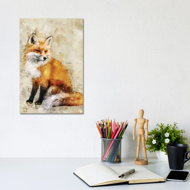 Fox by Durro Art - Wrapped Canvas Painting, 20.32 cm H x 30.48 cm W