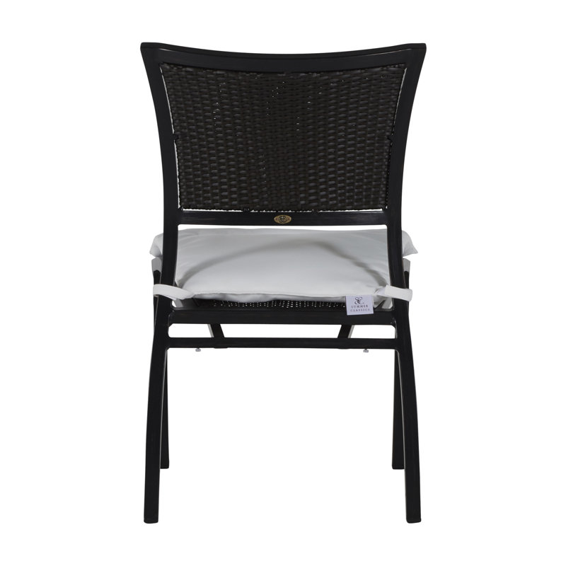 Aire Patio Dining Side Chair with Cushions, Welt, Linen Snow