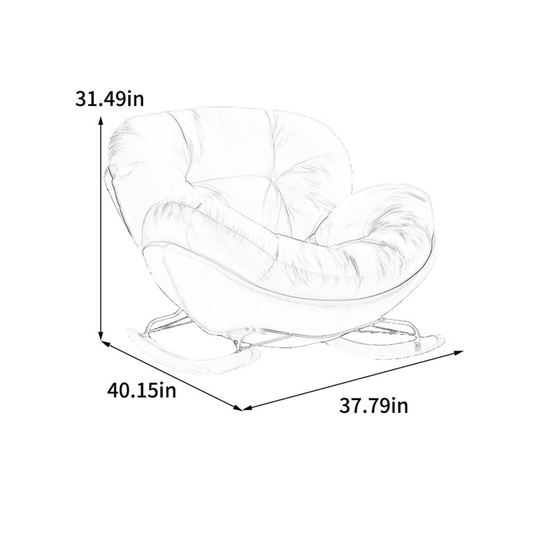 Chaise berçante ergonomique en métal capitonné, Brun / Beige