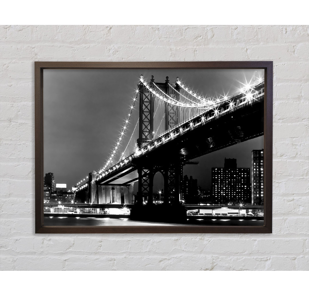 Brooklyn Bridge Nachtlichter B N W - Druck