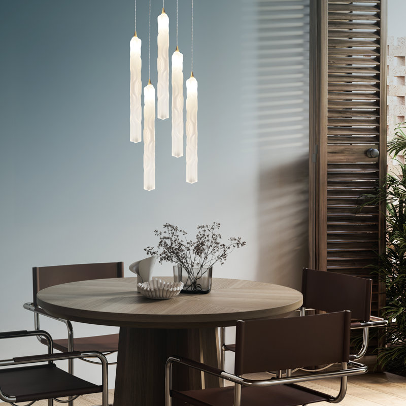 Crystal Falls 5 - Light Pendant, Matte Black