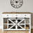 55-Inch Sliding Barn Door Sideboard with Adjustable Shelves, 3 Drawers, and Industrial Metal Accents for Versatile Home Storage.-1485923856