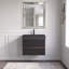 Meuble-lavabo mural moderne 24 po brun avec lavabo à surface solide noir mat, tiroirs souples-131320886-131320892