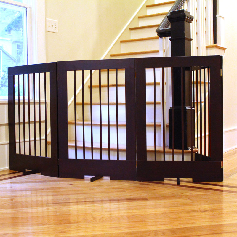Dewitt 4-Panel Freestanding Pet Gate , Walnut