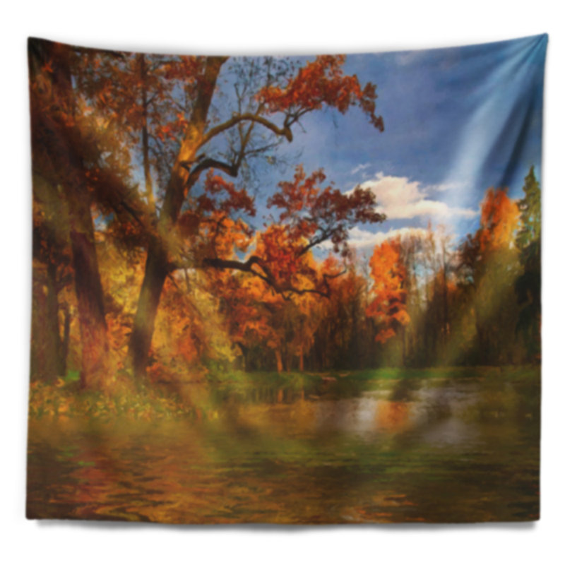 Paysage calme et silencieux tapisserie d'automne, H 32 po x l 39 po