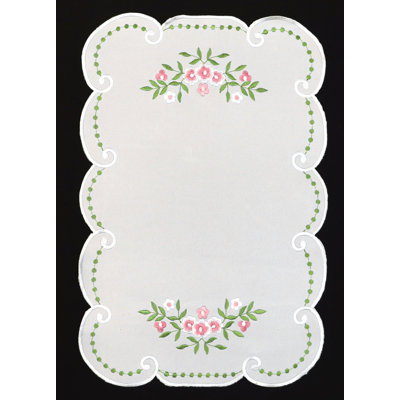 (12 x 18 po) Napperon brodé - blanc / floral