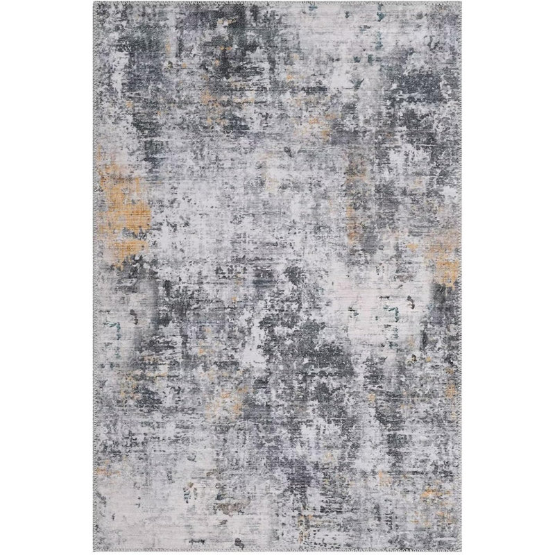 Modern Abstract Washable Area Rug – Soft, Non-Slip, Low Pile, Non-Shedding Floor Mat for Living Room, Bedroom, Office