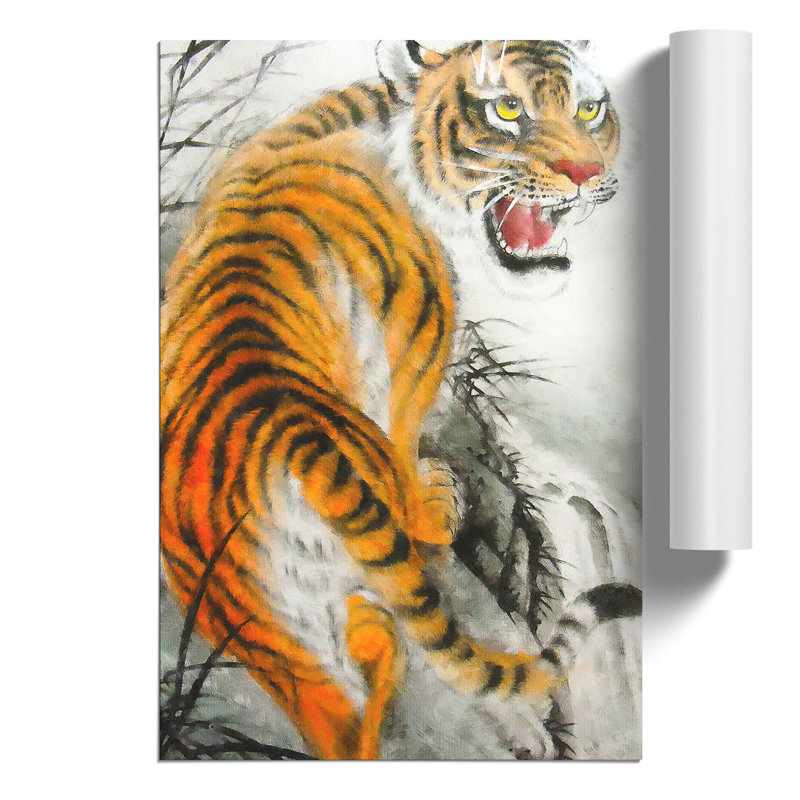 Oriental Tiger Painting - Frameless Print, 59cm H x 42cm W x 0.1cm D