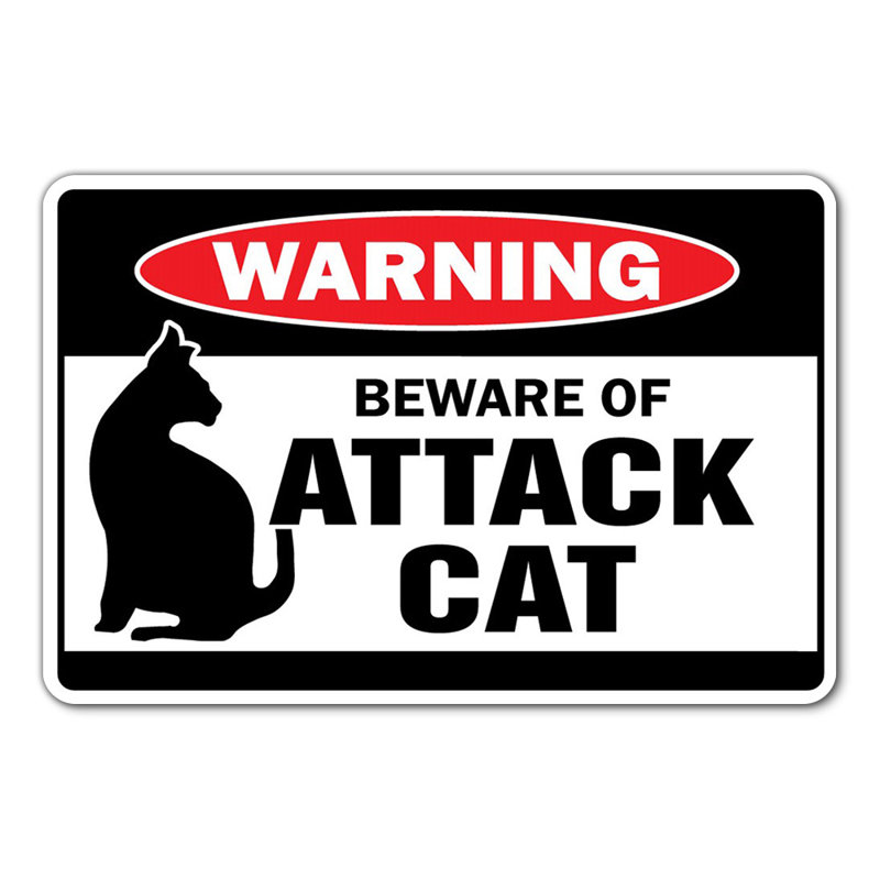 Beware Attack Cat Warning Sign