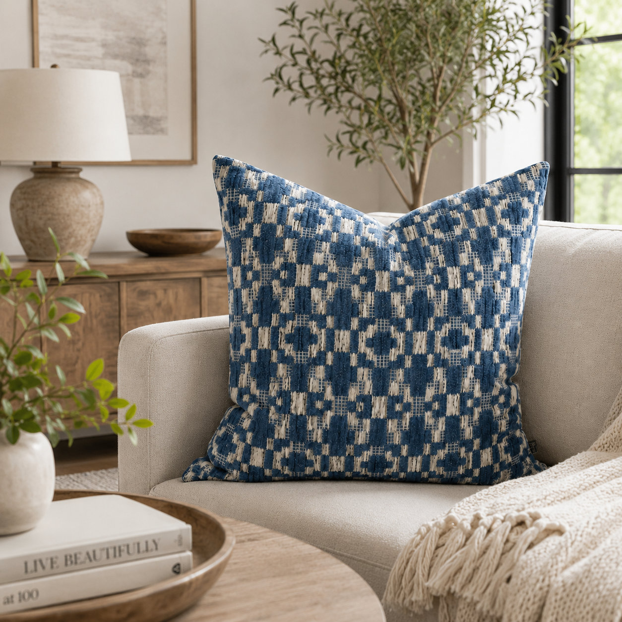 Fraser Throw Pillow, 24x24, Royal