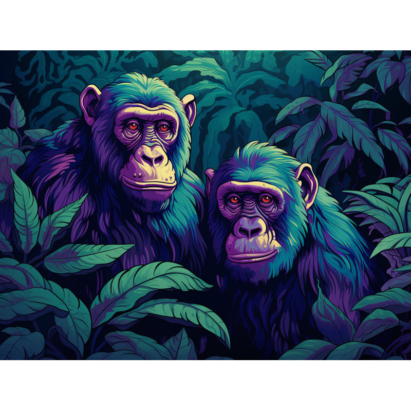 Rideaux de fenêtre pour chimpanzé - Drapes de la jungle des animaux - 2 panneaux, L 40 po x L 84 po