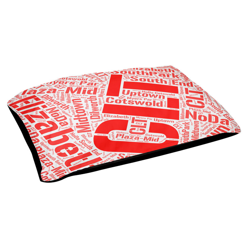 Coussin de chien « districts », Grand (l 40 po x P 30 po x H 14 po), Rouge, Charlotte