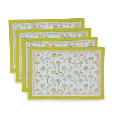 Tropical Opulence Block Print Cotton Placemats