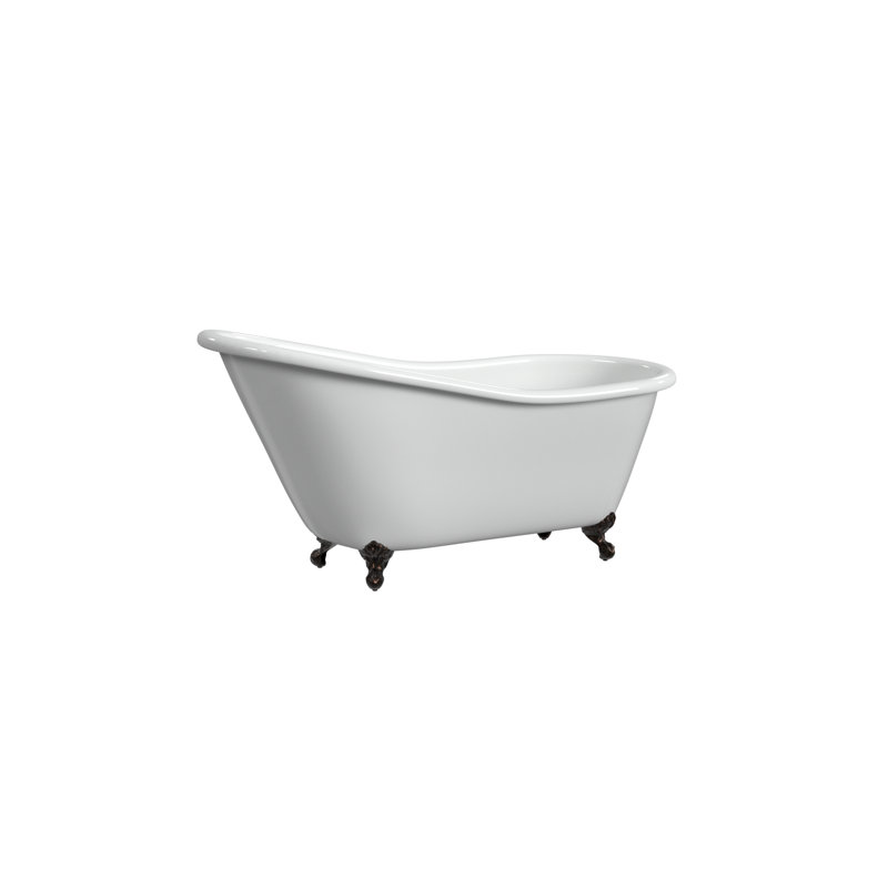 Jazma 61'' x 30'' Soaking Cast Iron Bathtub, Antique Bronze, White Interior with White Exterior