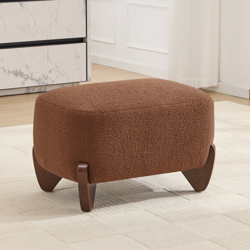 Repose-pieds 28,7 po de large avec pieds en bois massif, Caramel