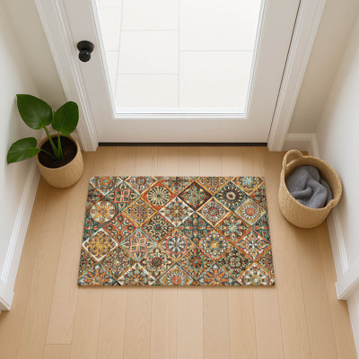 Machine Washable Indoor/Outdoor Boruta ACN2256 Panels Rug