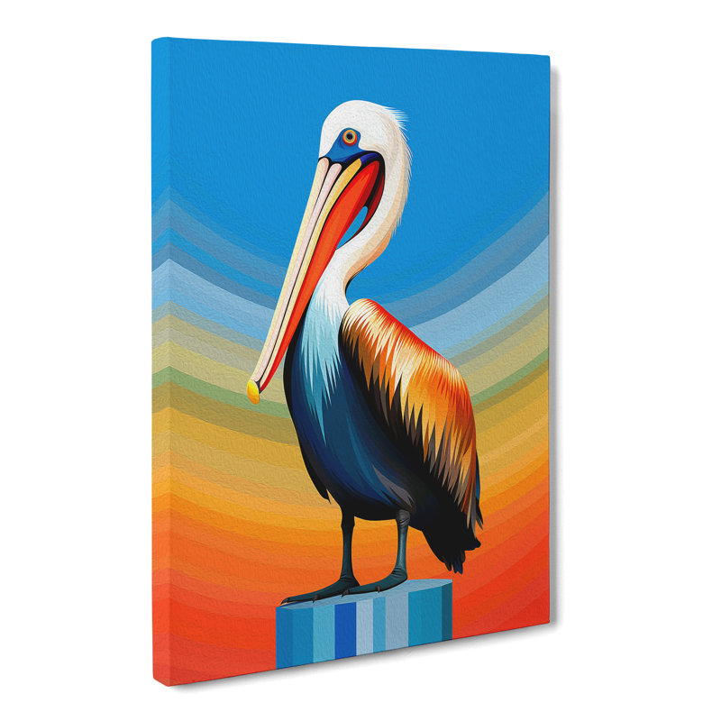 Pelican Op Art - Wrapped Canvas, 50cm H x 35cm W x 3cm D