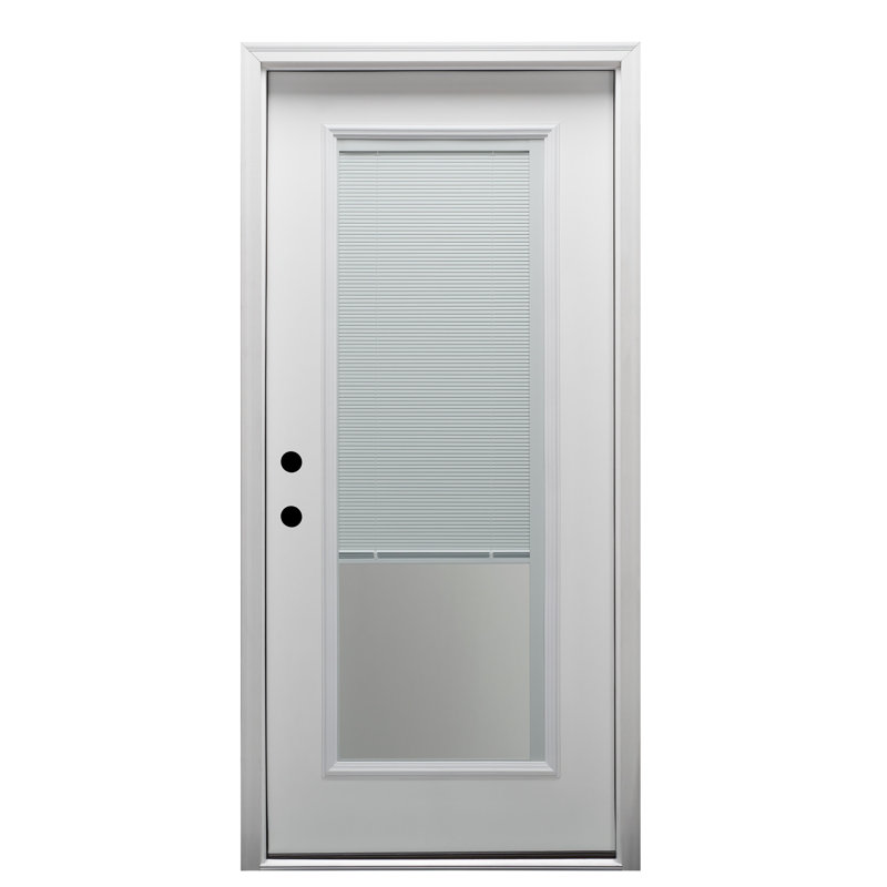 Smooth Primed Full Lite Fiberglass Front Door with Blinds, 36" x 80"