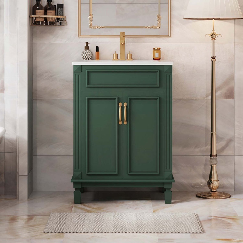 Meuble-lavabo moderne 24 po avec lavabo supérieur, Vert