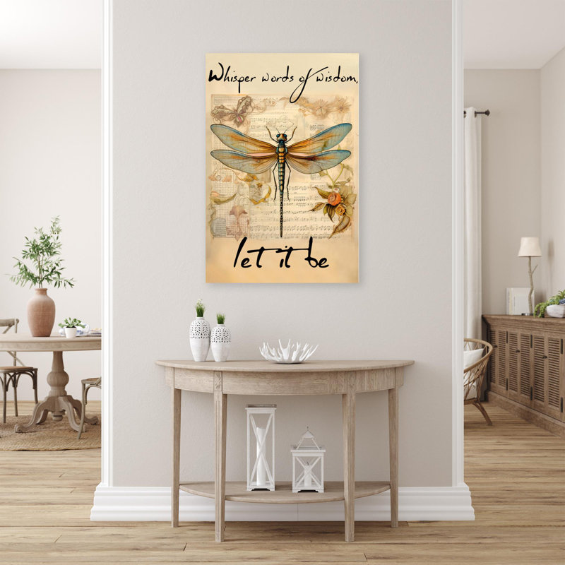Libellule «Let It Be» sur toile, H 14 po x l 11 po x P 1,25 po
