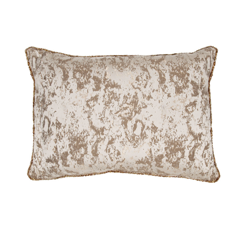 Coussin Mica Brocade, Duvet de canard / plume, Brun / or / crème