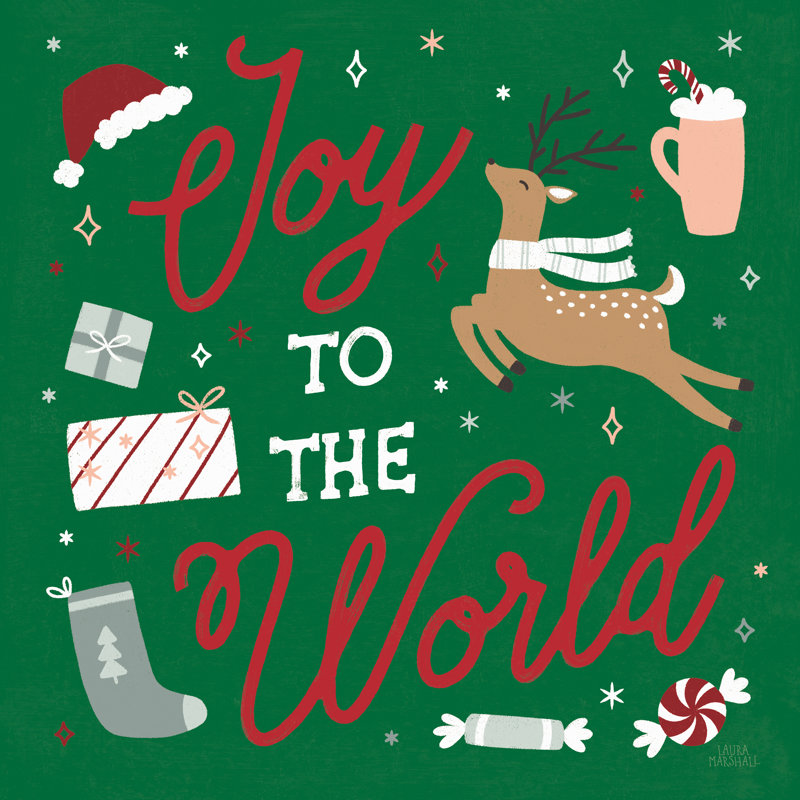 Reindeer Holiday VII RG by Laura Marshall - Wrapped Canvas Print, 30cm H x 30cm W