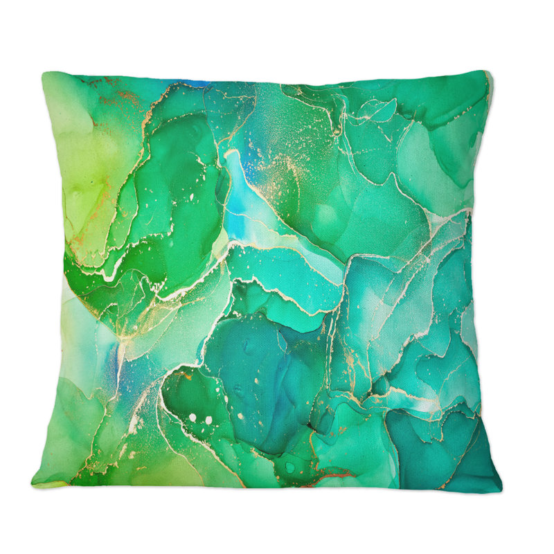 Coussin décoratif imprimé vert et bleu, 16 po x 16 po