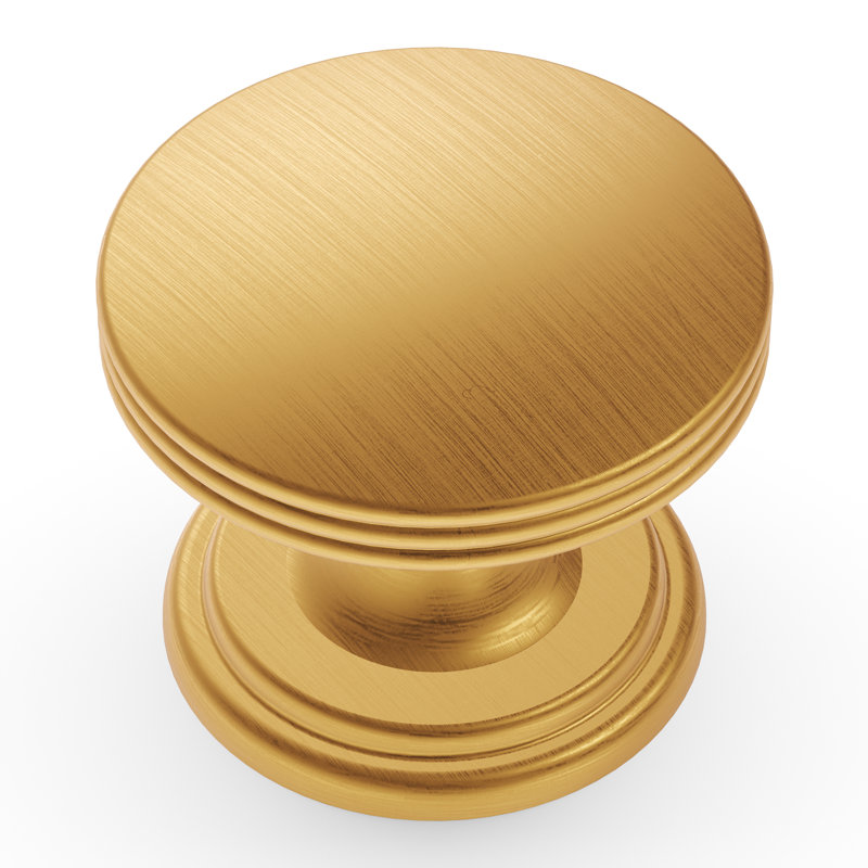 Poignée ronde American Diner - bouton d'armoire en laiton doré brossé de 1 3/8 po de diamètre - Quincaillerie transitionnelle et traditionnelle pour tiroirs et armoires