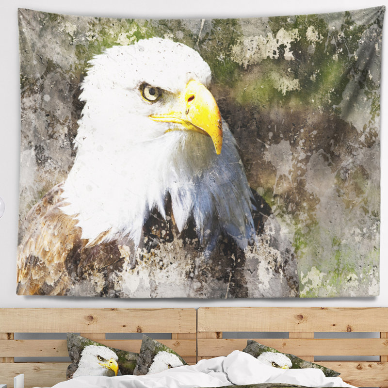 Tête d'aigle animal avec textures, H 32 po x l 39 po