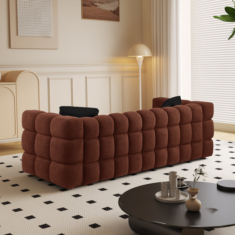 Arnya Upholstered Modern Style Sofa, 27" H x 81" W x 32" D, Caramel