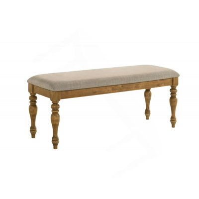Antique Natural Oak Wood Dining Bench With Cushion, Farmhouse Style Bench For Home, Entryway, Kitchen Dining Room