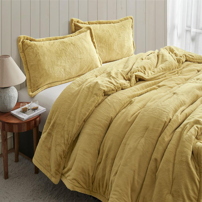 Ensemble d'édredon surdimensionné Coma, Édredon pour grand lit + 2 taies décoratives sta, Jaune
