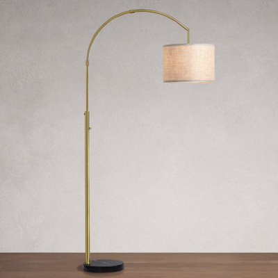 72'' Antique Brass, Marble Base, Dimmable Overarching Floor Lamp (LED Bulb Included)