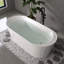 Baignoire autoportante Fslefay 67'' en acrylique, baignoire profonde avec bonde chromé à clapet et trop-plein intégré pour salle de bain spa, blanc brillant