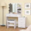 Large Vanity Table Set with Lighted Mirror & Charging Station-80827950