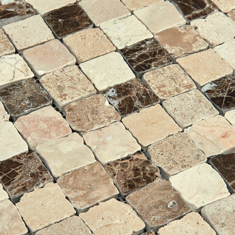 Rabat 1" x 1" Marble Grid Mosaic Wall & Floor Tile, White/Black