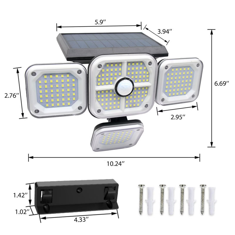 Solar Outdoor Motion Sensor Security Lights 144LED 3 Modes Waterproof with Remote Control