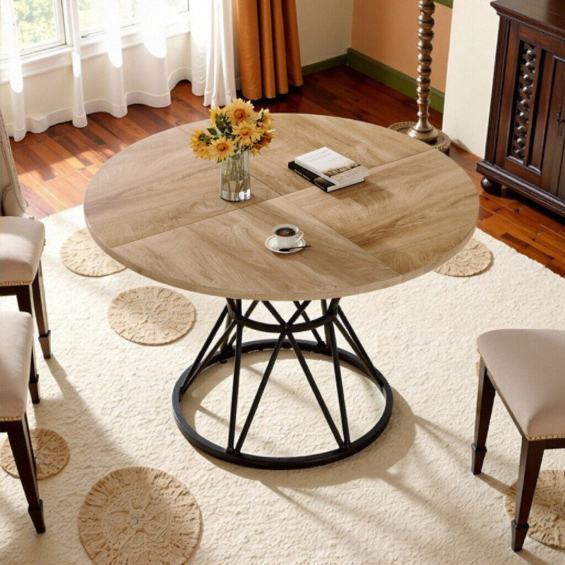Table de salle à manger ronde Modern, Black,Wood