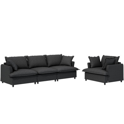 Fauteuil rembourré 3 places et fauteuil en tissu chenille, 2 pièces, coussins décoratifs, design modulaire pour tout intérieur, espace d'apparence élégant, confort supérieur