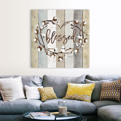 «Blessed Cotton Wreath» par Marla Rae, reproduction d'art textuel sur toile