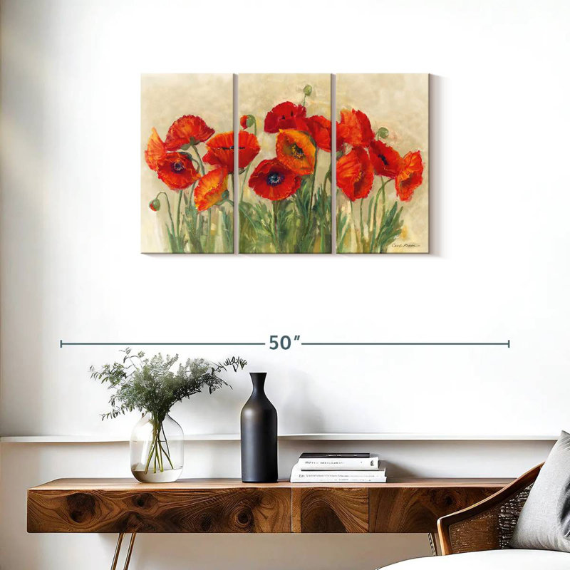 Harnek Vibrant Poppies In Summer, 20" H x 33" W
