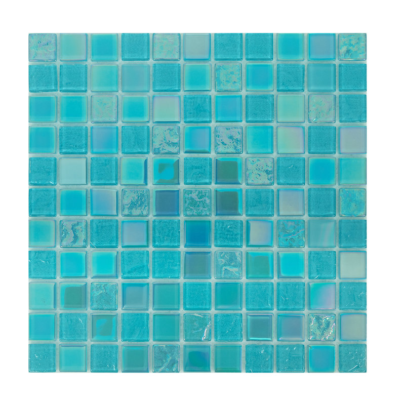 1" x 1" Glass Mosaic Sheet Tile, Arctic Breeze
