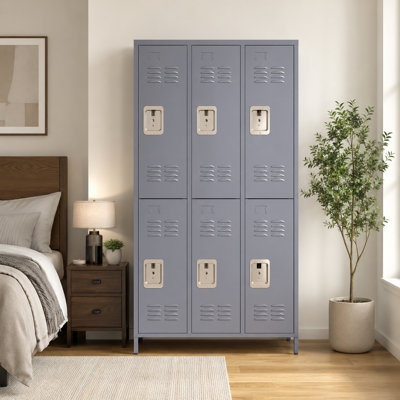 6 Door 72"h Metal Lockers With Lock For Employees,storage Locker Cabinet For Home Gym Office School Garage