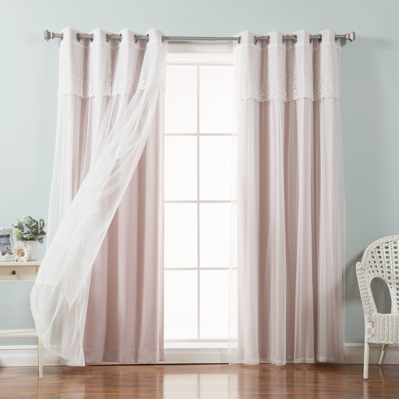 Crenshaw Solid Room Darkening Thermal Grommet Curtain Panels, 52''W X 84''H, Pink