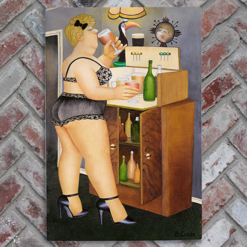 Beryl Cook Drinkies Ceramic Wall Art Tile 300X200