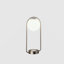 Lampe de table avec cadre ouvert incurvé et abat-jour sphérique suspendu, argent