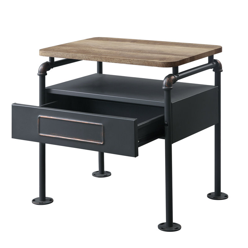 Culberson Modern Industrial Nightstand | 1-Drawer Storage + Open Compartment for Contemporary Bedrooms