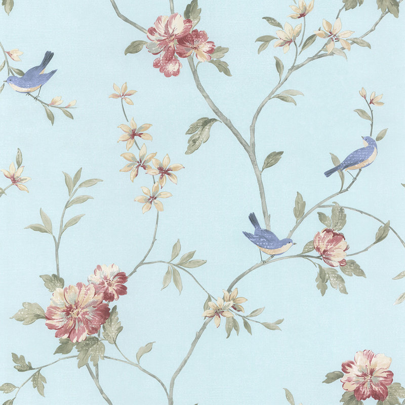 Miah 10m x 53cm Matte Wallpaper Roll, Blue/Pink