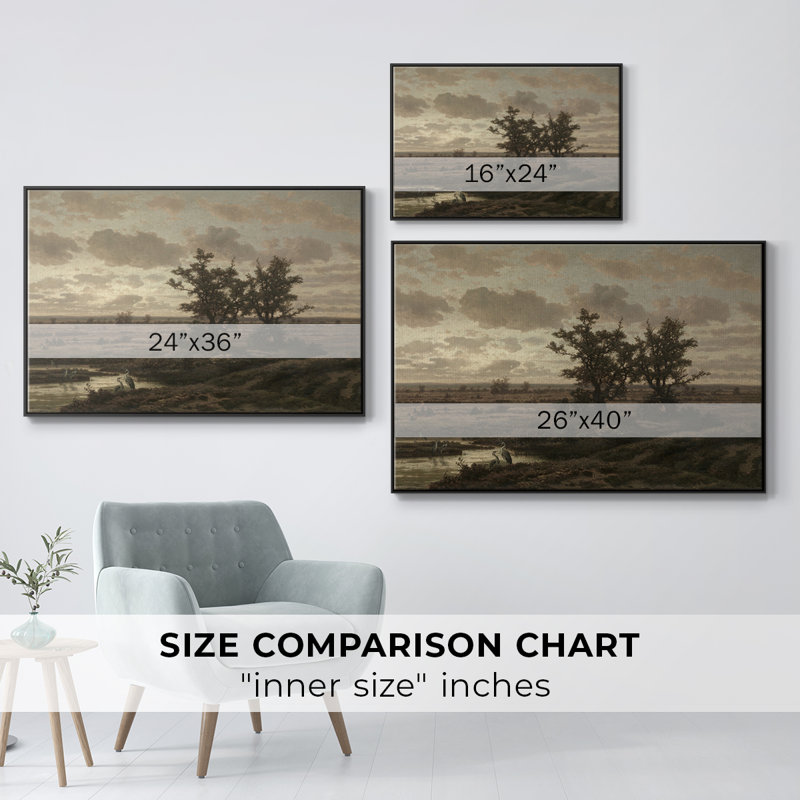 Paysage rétro - CDLX, H 27 po x l 41 po x P 2 po, Toile avec cadre flottant noir